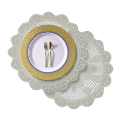 Heart Home Placemat | Dining Table Placemat | Center Table Mats | Round Plain Net Placemat Set | Side Table Placemats for Hotel-Home Décor | 20 Inch | Pack of 2 | Light Cream