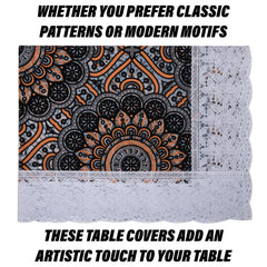 Heart Home Dining Table Cover | PVC Table Cloth Cover | 6 Seater Table Cloth | Rangoli Table Cover | Table Protector | Table Cover for Dining Table | 60x90 Inch | DTC | Black