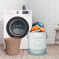 Heart Home Laundry Basket | Non-Woven Round Laundry Basket | Clothes Storage Hamper | Foldable Laundry Bag with Handle | Toy Storage Basket | Jute-Print | 45 LTR | Gray