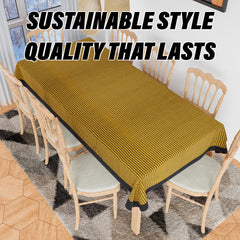 Heart Home Dining Table Cover | Cotton Table Cloth Cover | 8 Seater Table Cloth | Barik Check Table Cover | Table Protector | Table Cover for Dining Table | 60x108 Inch | DTC | Yellow