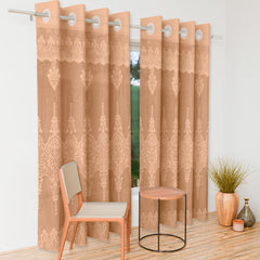 Kuber Industries Door Curtain|Darkening Door Curtains|Premium Drapes for Bedroom|Sheer Curtain with 8 Rings|Parda for Living Room|Net Frill Door Curtain|7 Ft|SY15ZZ|Golden