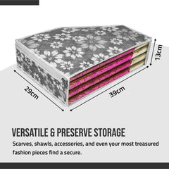 Heart Home Blouse Storage Bag | Waterproof Blouse Bag | Side Visible Window Bag | Wardrobe Clothes Organizer | Blouse Protector Bag | Flower Quilted Storage Bag | Pack of 2 | Gray