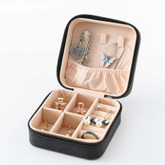 Homestic Pack of 1 Mini Jewelry Box | Travel Jewellery Organizer Storage Box | Portable Case for Rings Earrings | Portable Jewelry Organizer | Proposal Gifts for Women Girl |YXX-023BK | Black