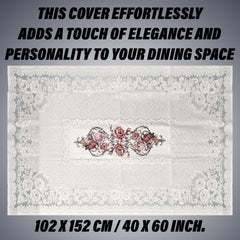 Kuber Industries Center Table Cover | Cotton Table Cloth Cover | 4-Seater Table Cloth | Glory Table Cover | Table Protector | Table Cover for Center Table | 40x60 Inch | CTC | Cream & Brown