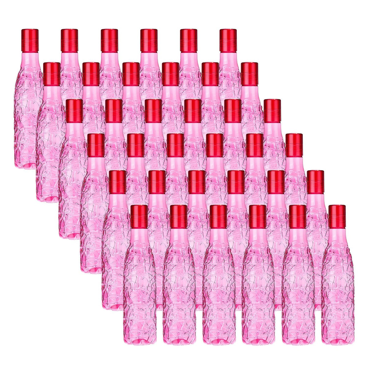Kuber Industries BPA-Free Plastic Water Bottle|Leak Proof, Firm Grip, 100% Food Grade Plastic Bottles|for Home, Office, & Gym|Unbreakable, Freezer Proof, Fridge Water Bottle|Set of 6|Pink (Pack of 6)