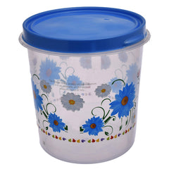Kuber Industries Flower Print Plastic Multipurpose Kitchen Storage Container Set with Flexi Lid 10 LTR,7 LTR & 5 LTR(Set of 3,Blue)-KUBERMART531, Standard