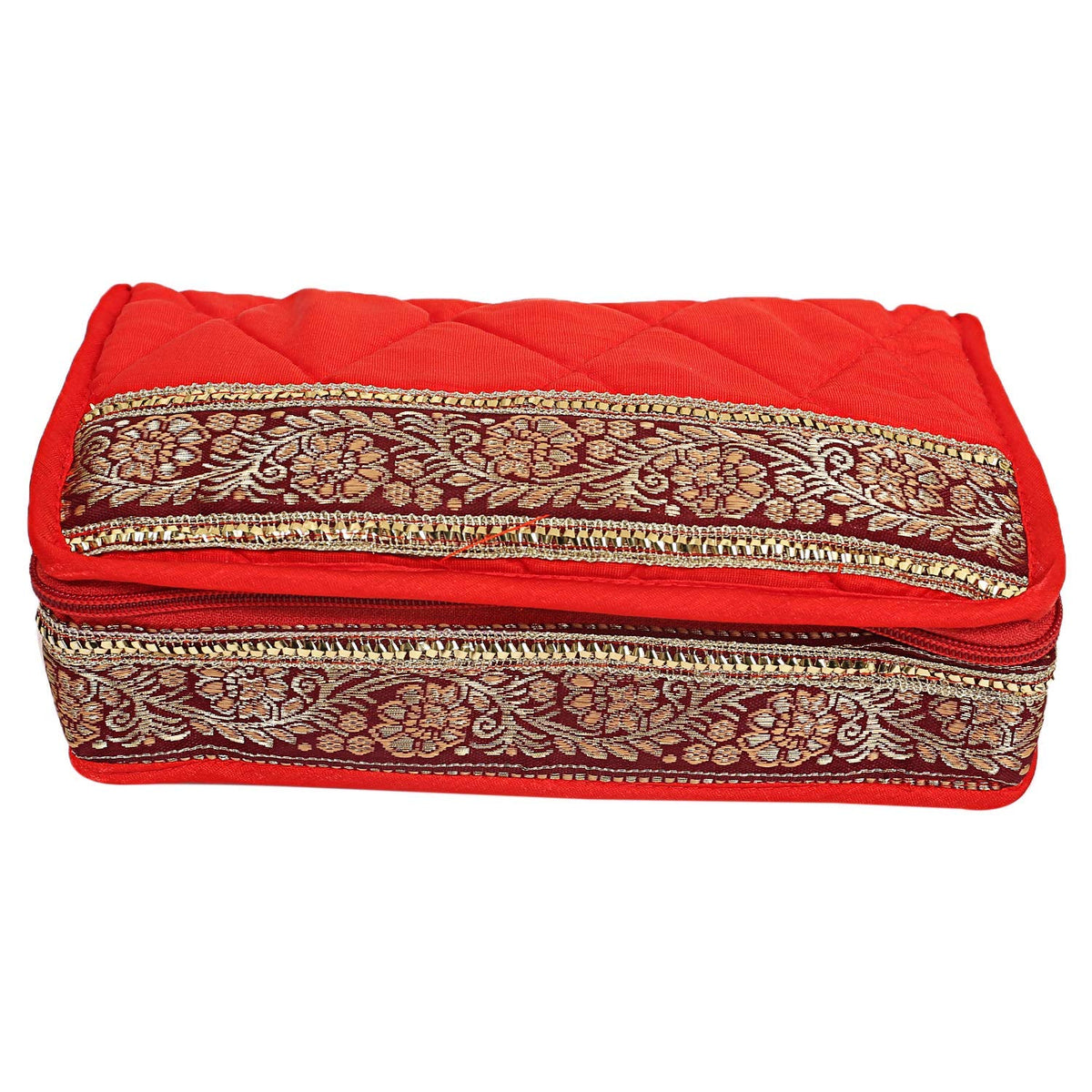 Kuber Industries Brocade Silk Jewellery Kit, Multicolour