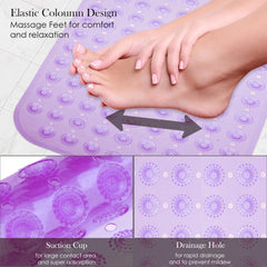 Kuber Industries Bath Mat | PVC Bathroom Mat | Shower Bath Mat | Transparent Round Floor Tub Mat | Foot Massager Mat | Anti-Skid Shower Mat with Drain Holes | Pack of 2 | Purple