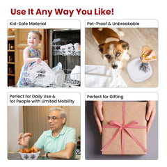 Kuber Industries 31 Pieces Square Unbreakable Microwave & Dishwasher Safe Melamine Dinnerware Kitchen Crockery Set | Glossy Dinner Sets & Kitchen Set for Home | Black Tree - White