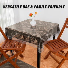 Heart Home Table Cover | PVC Dining Table Cover | Table Cloth | Center Table Cover | Table Cover for Kitchen Table | 3D Leaf Table Cover for Hall Décor | 54 Inch | Brown