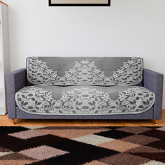 Heart Home Sofa Cover|3-Seater Sofa Cover|Cotton Sofa Slip Cover|Sofa Slipcover Set|Sofa Cover for Living Room|Flower-Long Sheet Sofa Cover|Brown