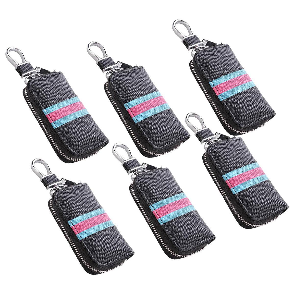 Kuber Industries Key Case|Keychain/Keyring/Key Tag|Car Key Clip, Key Holder, Key Organizer-Pack of 6 (Black)
