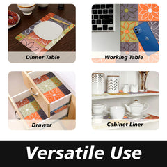 Heart Home Shelf Liner | Kitchen Cabinet Shelf Protector | Kitchen Liners for Cabinets and Drawers | Drawer Liner Mat | Check-Design Shelf Liner Cabinet Mat | 5 MTR | Pack of 2 | Orange