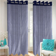 Kuber Industries Shining 2 Pieces Sheer Door Curtains Silk Look Semi Transparent Voile Grommet Elegance Curtains for Living Dining Room, Bedroom Drapes 48 x 84 Inch Long, (Grey) - CTKTC040554