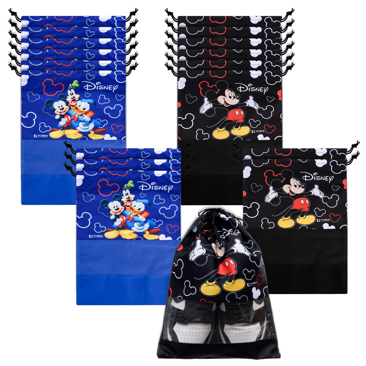 Heart Home Shoe Cover | Travel Shoe Storage Bags | Polyester Storage Bag | Drawstring Shoe Cover | Shoe Organizer with Clear window | Pack of 18 | Multi