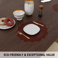 Heart Home Placemat | Dining Table Placemat | Center Table Mats | Round Plain Net Placemat Set | Side Table Placemats for Hotel-Home Décor | 20 Inch | Pack of 2 | Maroon
