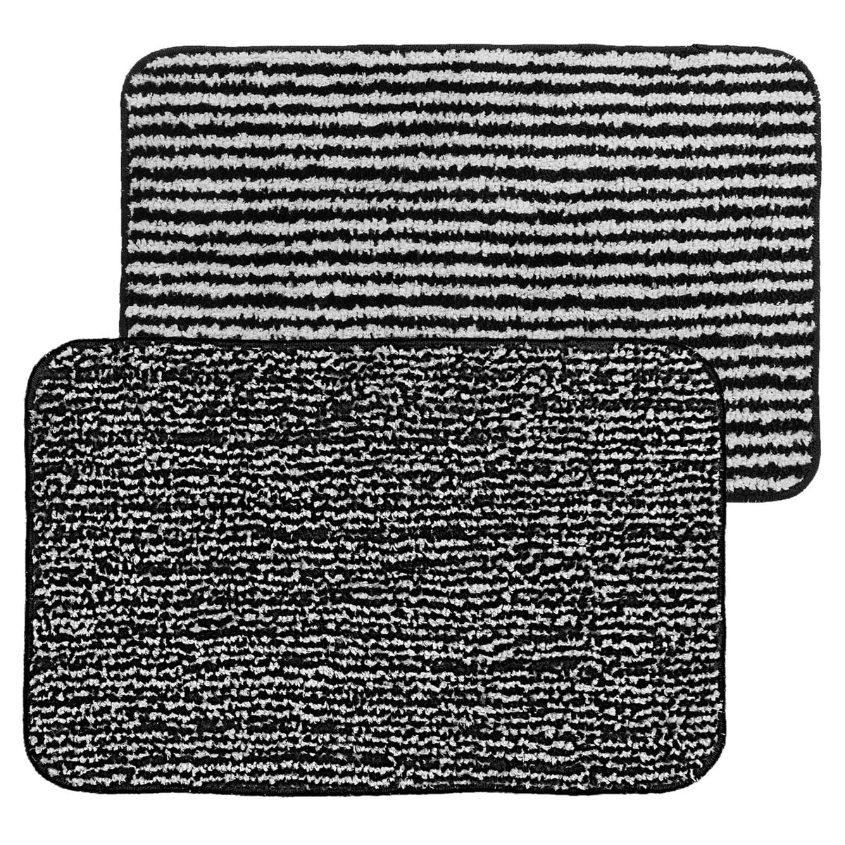 Kuber Industries Super Soft Door mat|Microfiber Anti-Slip Water Absorbant Fluffy Floor Mat|Entrance Mat for Kitchen,Bedside,Door,Living Room,60x40 cm,Set of 2|Bold and Thin Stripes (Pack of 1)