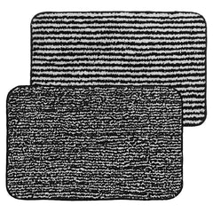 Kuber Industries Super Soft Door mat|Microfiber Anti-Slip Water Absorbant Fluffy Floor Mat|Entrance Mat for Kitchen,Bedside,Door,Living Room,60x40 cm,Set of 2|Bold and Thin Stripes (Pack of 1)