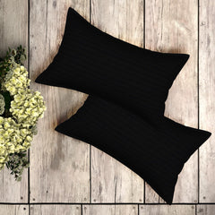 Kuber Industries Double Bedsheet with 2 Pillow Covers | 144 TC Glace Cotton Bedsheet | Satin Striped Bedsheet for Home | Hotel | Bedroom | 90x100 Inch | Black