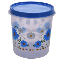 Kuber Industries Flower Print Plastic Multipurpose Kitchen Storage Container Set with Flexi Lid 10 LTR,7 LTR & 5 LTR(Set of 3,Blue)-KUBERMART531, Standard