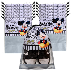 Heart Home Disney Mickey Shoe Cover | Travel Shoe Storage Bags | Polyester Storage Bag | Drawstring Shoe Cover | Shoe Organizer with Clear window | Pack of 12 | Gray