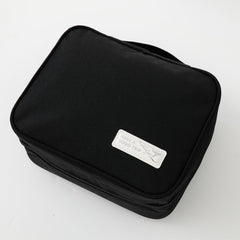 Homestic Cosmetic Storage Case|Makeup Kit Box for Women|Small Vanity Case|Pouch for Home & Travel|Two Compartment|Zipper Closure (Black)