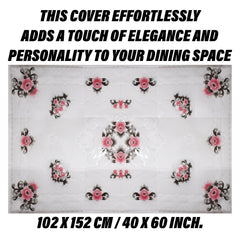 Kuber Industries Center Table Cover | PVC Table Cloth Cover | 4 Seater Table Cloth | Flower Almond Table Cover | Table Protector | Table Cover for Center Table | 40x60 Inch | Black