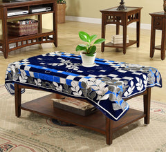 Heart Home Leaf Printed Home Decorative Luxurious 4 Seater Velvet Center Table Cover/Table Cloth, 40"x60" (Navy Blue)-44HH076