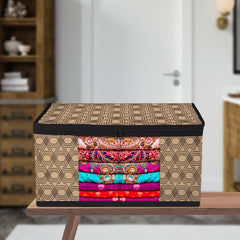 Heart Home Saree Cover | Zip Closure Saree Cover | Clothes Storage Bag | Wardrobe Organiser | Transparent Window Saree Cover | Honeycomb-Design | 9 inch | Pack of 9 | Coffee