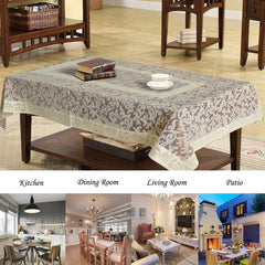 Heart Home Leaf Design Cotton 4 Seater Center Table Cover 60"x40" (Maroon)