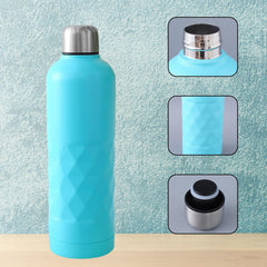 Kuber Industries Pack of 4 Vacuum Insulated Water Bottle | Stainless Steel Water Bottle | Hot & Cold Water Bottle | Leakproof, BPA Free, Rustproof | 750 ML | Light Blue