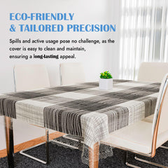 Kuber Industries Dining Table Cover | PVC Table Cloth Cover | 6-Seater Table Cloth | Table Protector Cover | Table Cover for Dining Table | Black Lining Table Cover | 60x90 Inch | DTC | Gray