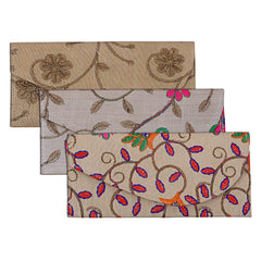 Kuber Industries Embroidery Silk 3 Pieces Money Envelope for Shagun Wedding (Multi)