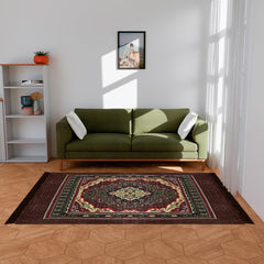 Heart Home Carpet|Velvet Carpet-Rug for Home Décor|Carpet Rug for Bedroom|Printed Carpet for Living Room|Prayer-Yoga Mat|Carpet for Hall|6.5x7.5 Ft|Brown