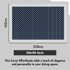 Kuber Industries Dining Table Cover | PVC Table Cloth Cover | 6-Seater Table Cloth | Table Protector Cover | Table Cover for Dining Table | Dot Table Cover | 60x90 Inch | DTC | Blue