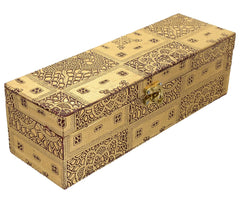 Heart Home Multipurpose Wooden Emobssed Design 1 Rod Bangle Box/Organizer/Case With Swing Arm Lock System - Pack of 2 (Gold)-47HH0547