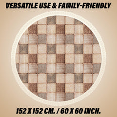 Kuber Industries Round Table Cover | Table Cloth for Round Tables | 4 Seater Round Table Cloth | Chatai Kitchen Dining Tablecloth | Tabletop Cover | 60 Inch | Brown