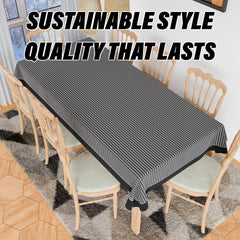 Heart Home Dining Table Cover | Cotton Table Cloth Cover | 8 Seater Table Cloth | Barik Check Table Cover | Table Protector | Table Cover for Dining Table | 60x108 Inch | DTC | Black