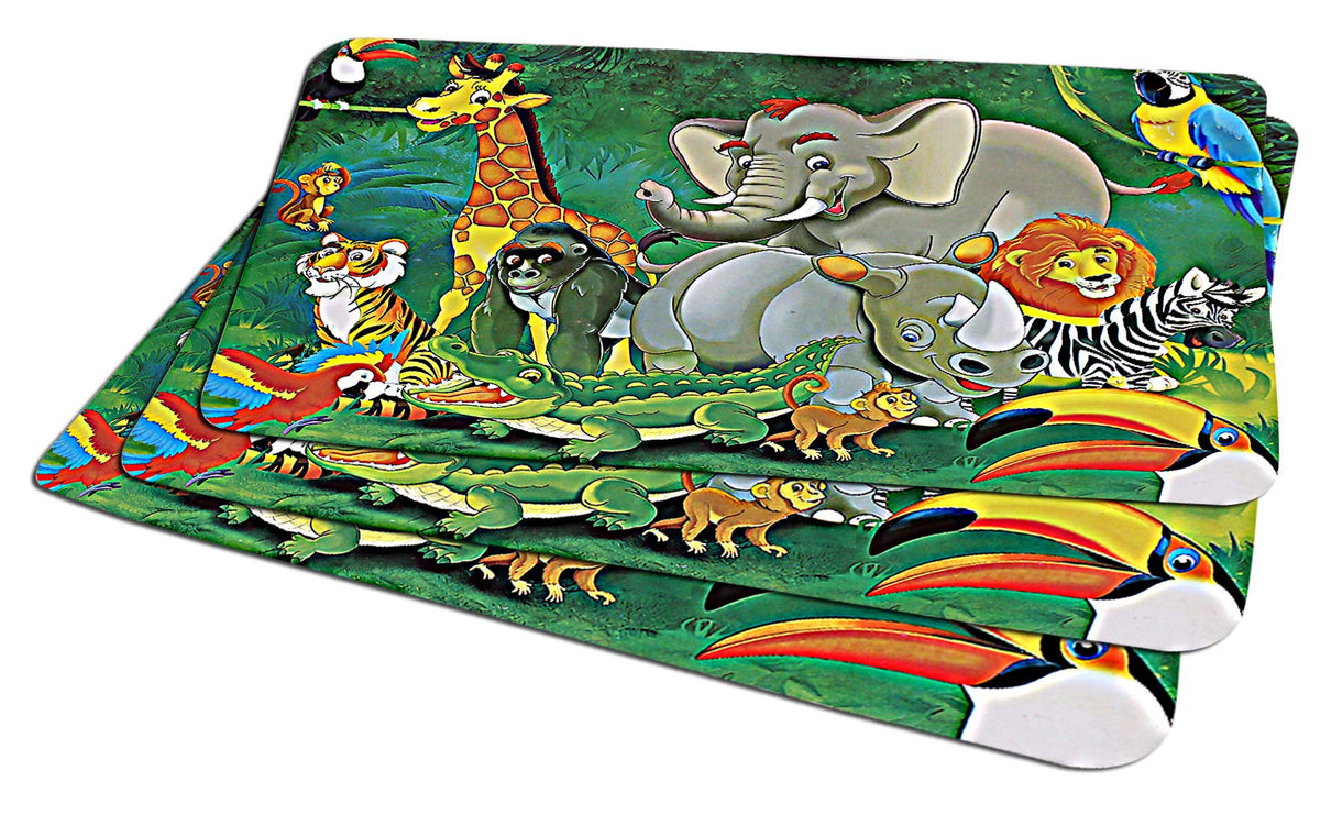 Heart Home Cartoon Design 3 Pieces PVC Refrigerator/Fridge Multipurpose Drawer Mat (Green)- CTHH4726