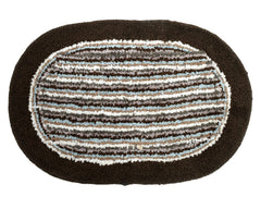 Heart Home Strips Design Soft Cotton Machine Washable Doormat, BathMat (Brown)-50HH01892