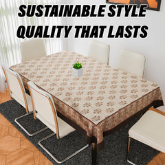 Kuber Industries Dining Table Cover | Polyester Table Cloth Cover | 6-Seater Table Cloth | Harmony Table Cover | Table Protector | Table Cover for Dining Table | 60x90 Inch | DTC | Cream & Brown