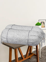 Kuber Industries Bolster Covers | Cotton Bolster Cover Set | Diwan Bolster Cover Set | Bolster Pillow Cover | Khakhi Printed Masand Cover | 16x32 Inch | Pack of 6 | White