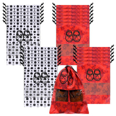 Heart Home Shoe Cover | Travel Shoe Storage Bags | Non-Woven Storage Bag | Shoe Cover with Drawstring | Shoe Organizer with Clear window | Pack of 24 | Multi