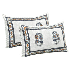 Heart Home Double Bedsheet with 2 Pillow Covers | 160 TC Premium Cotton Bedsheet for Double Bed | Bedsheet for Living Room-Home & Hotels | Dezier Flower Boota | 90x108 Inch | Blue