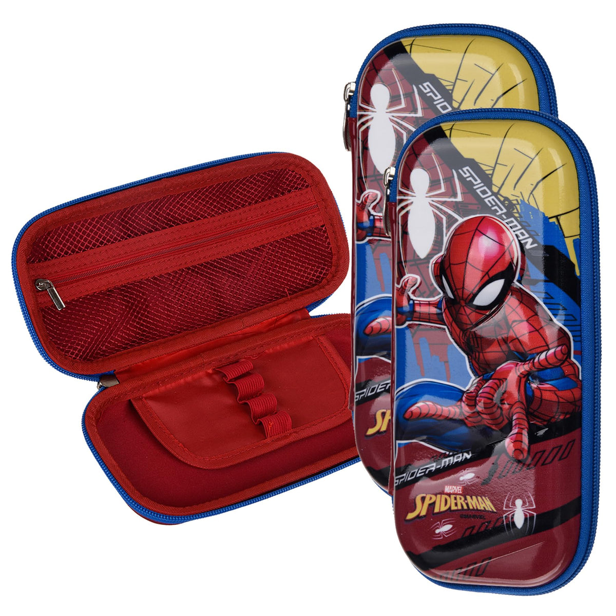 Heart Home Marvel Spider-Man Pencil Pouch | School Pencil Case for Kids | Pen-Pencil Box for Kids | Geometry Box | Compass Box | School Stationery Supplies | Pack of 3 | Red