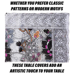 Heart Home Dining Table Cover | PVC Table Cloth Cover | 6 Seater Table Cloth | 3D Gulab Table Cover | Table Protector | Table Cover for Dining Table | 60x90 Inch | DTC | Black