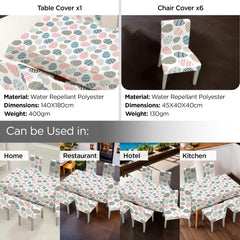 Kuber Industries Set of 5 Waterproof & Oil Repellent Dining Table Chair Cover 4 Seater Full Set | Washable & Dustproof Table & Seat Cover Protector Slipcover | Easter Egg Pattern White