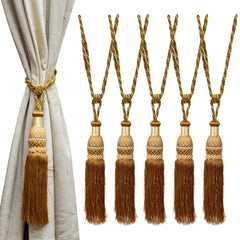 Kuber Industries Tassel Set | Curtain Tie Back Tassel Set | Curtain Holder Tieback | Curtain Tieback | Curtain Holder for Home & Office Dcor | Moti Kit Pit Tassel | Pack of 6 | Golden