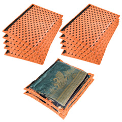 Heart Home Saree Cover | Clothes Storage Bag | Single Packing Saree with Zip Closure | Wardrobe Organizer | Cloth Stoarge Organizer | Dot Design | Pack of 12 | Orange