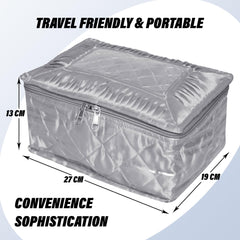 Heart Home Makeup Storage Bag | Vanity Organizer | Locker Makeup Kit | Cosmetic Organizer for Travel | Makeup Kit for Woman | 12 Detachable Pouch | Frill Jewellery Organizer | Gray